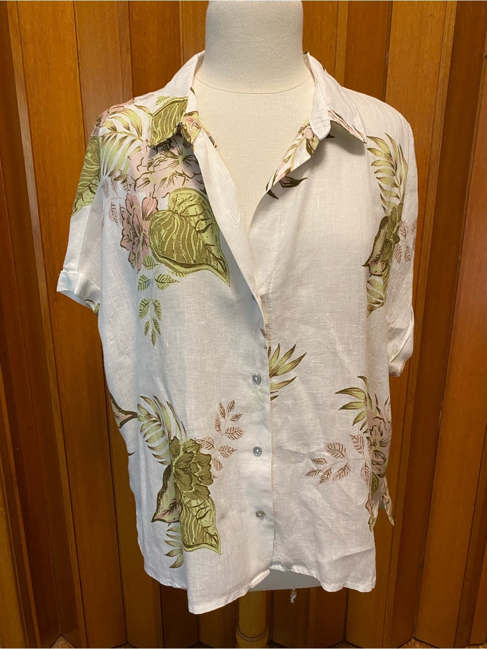 Joie White Short-Sleeve Floral Button-Up Shirt